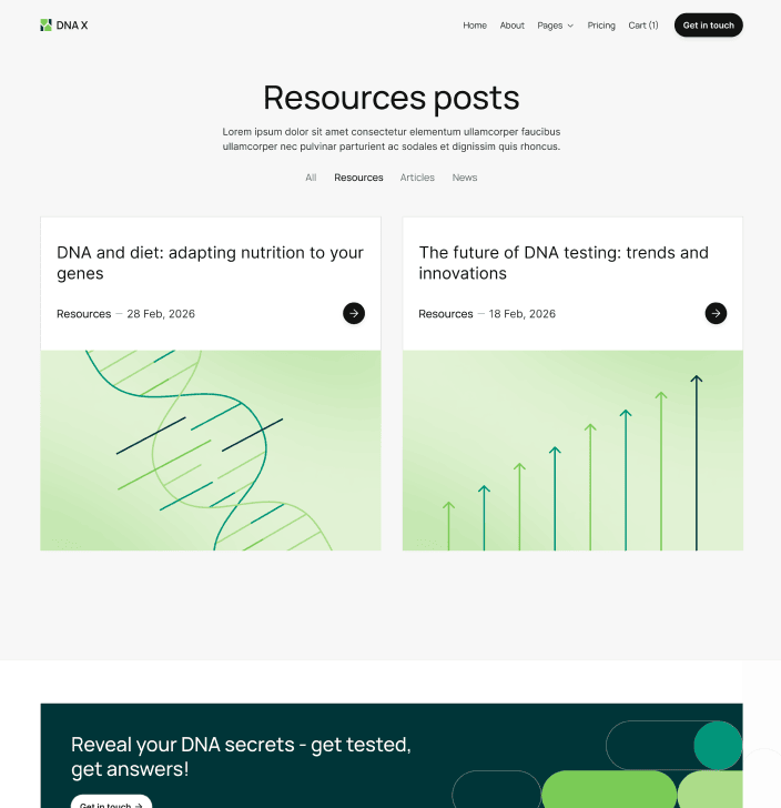 DNA X - Blog Category Main Page - Health Tech Webflow Template