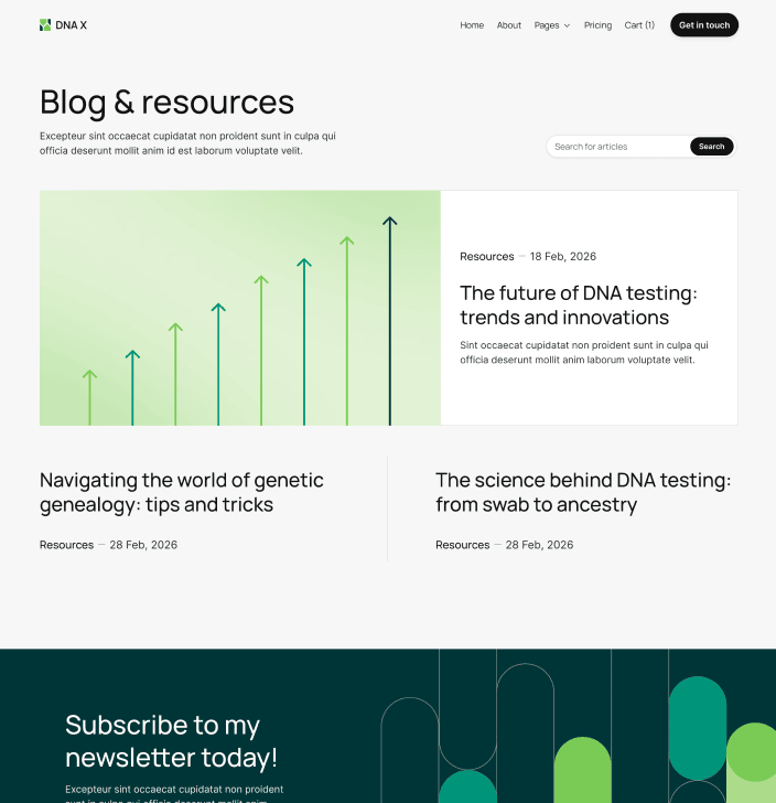 DNA X - Blog V1 Main Page - Health Tech Webflow Template