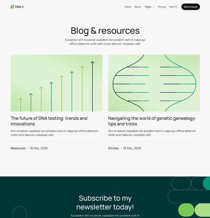 DNA X - Blog V2 Main Page - Health Tech Webflow Template