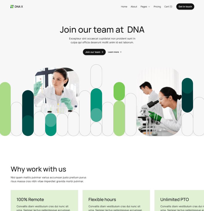 DNA X - Careers Main Page - Health Tech Webflow Template