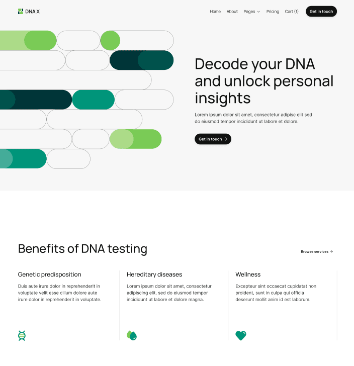 DNA X - Home V3 Main Page - Health Tech Webflow Template