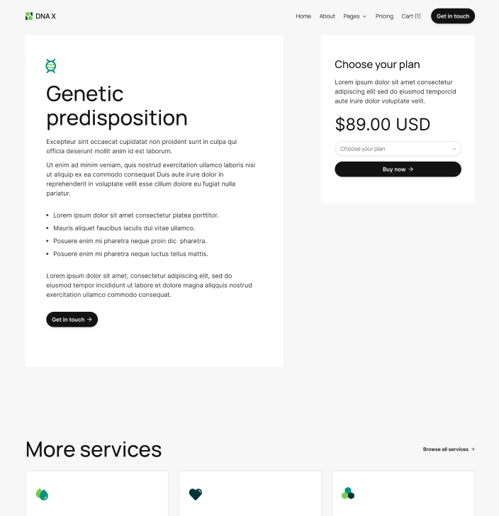 DNA X - Services Single Main Page - Health Tech Webflow Template