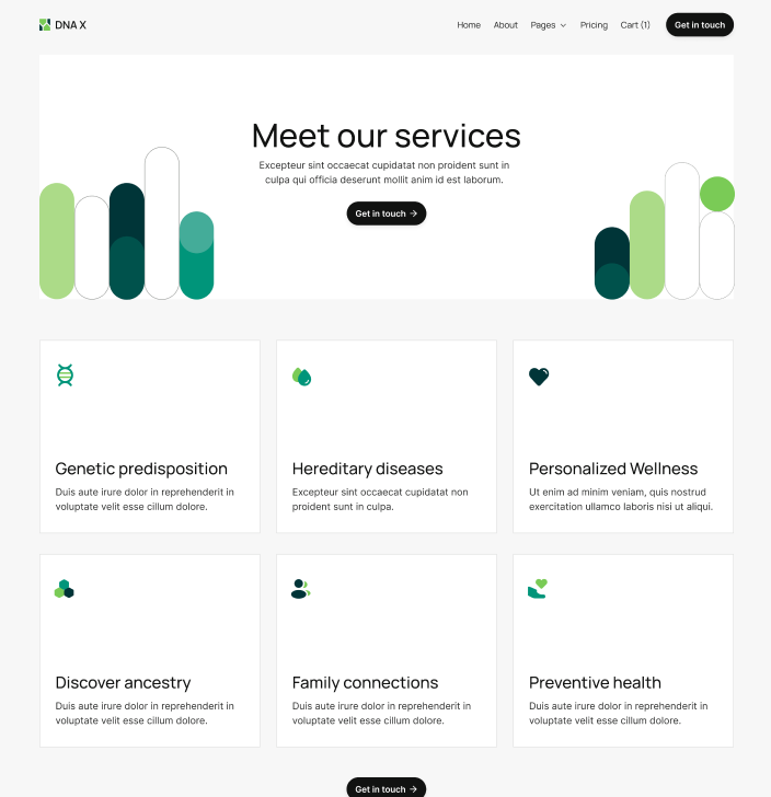 DNA X - Services Main Page - Health Tech Webflow Template