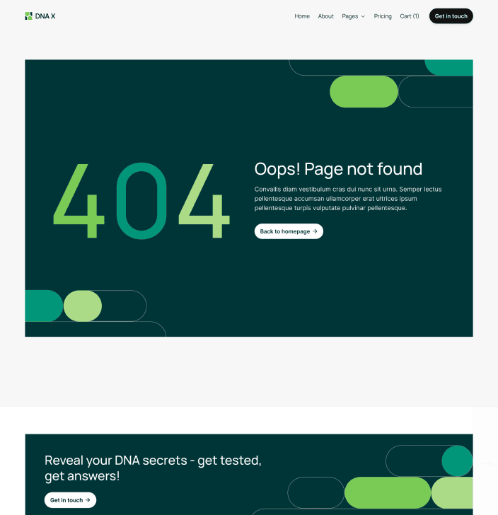 DNA X - 404 Not Found Utility Page - Health Tech Webflow Template
