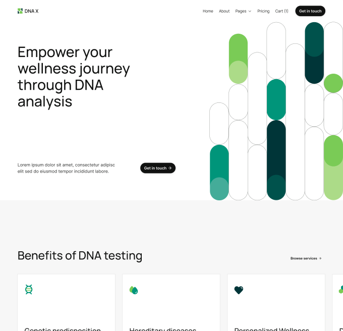 DNA X - Home V1 Page - Health Tech Webflow Template