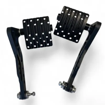 Pedal arms with mounting bolts and pedals attached