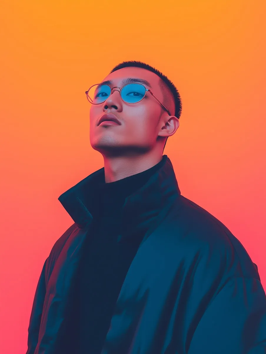 A man wearing glasses and a black jacket.