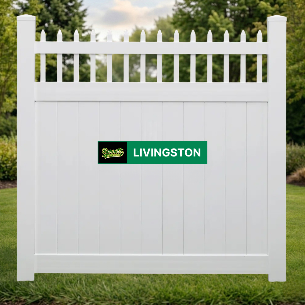 Livingston white vinyl privacy fence panel with pointed picket top
