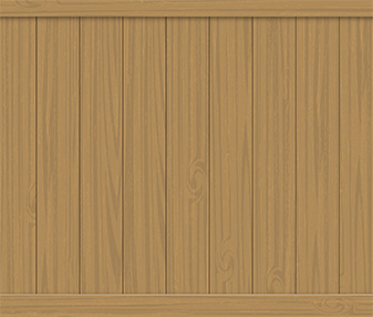 Light brown cypress woodgrain vinyl fence color swatch with vertical boards