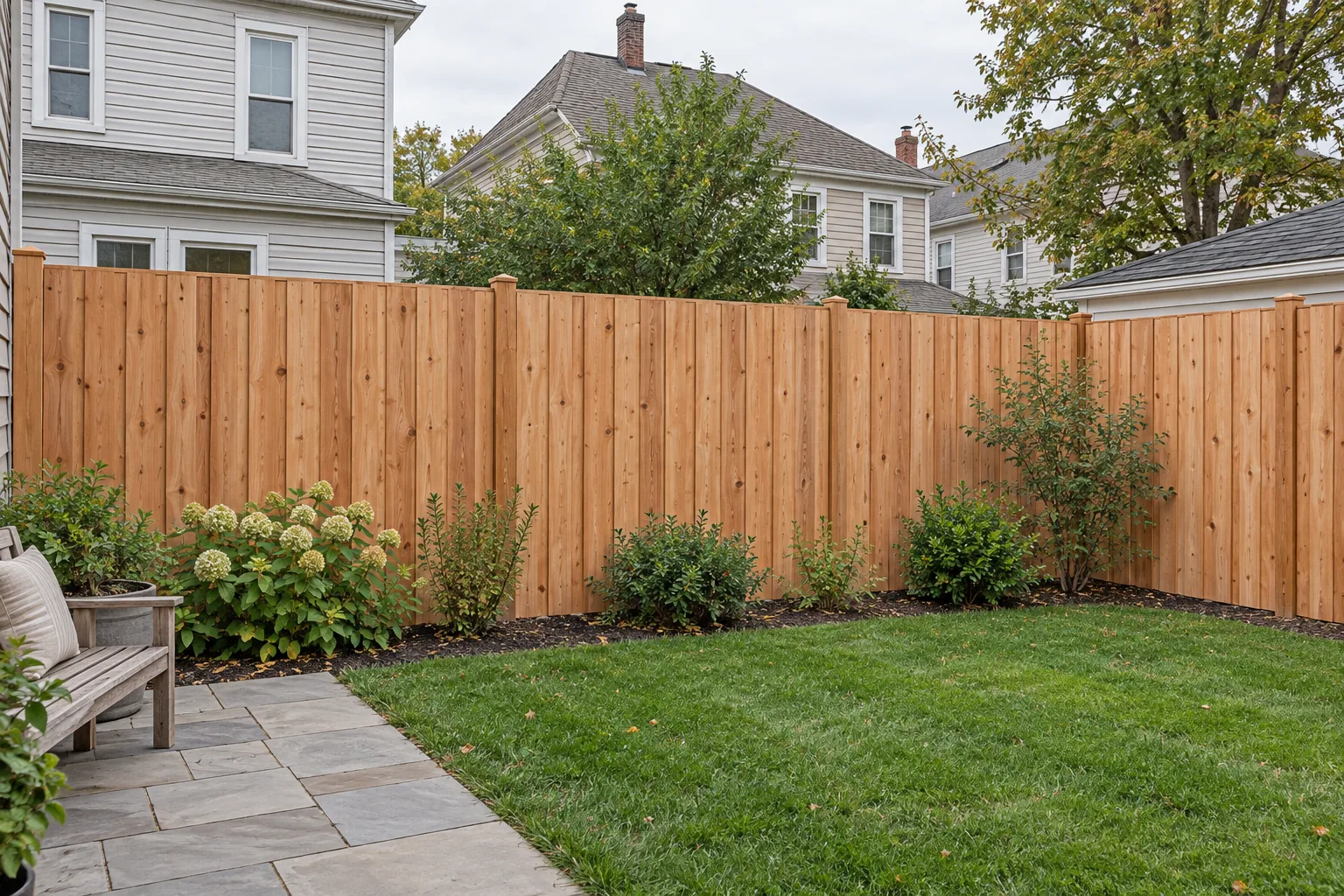 Cedar board-on-board · full fence view