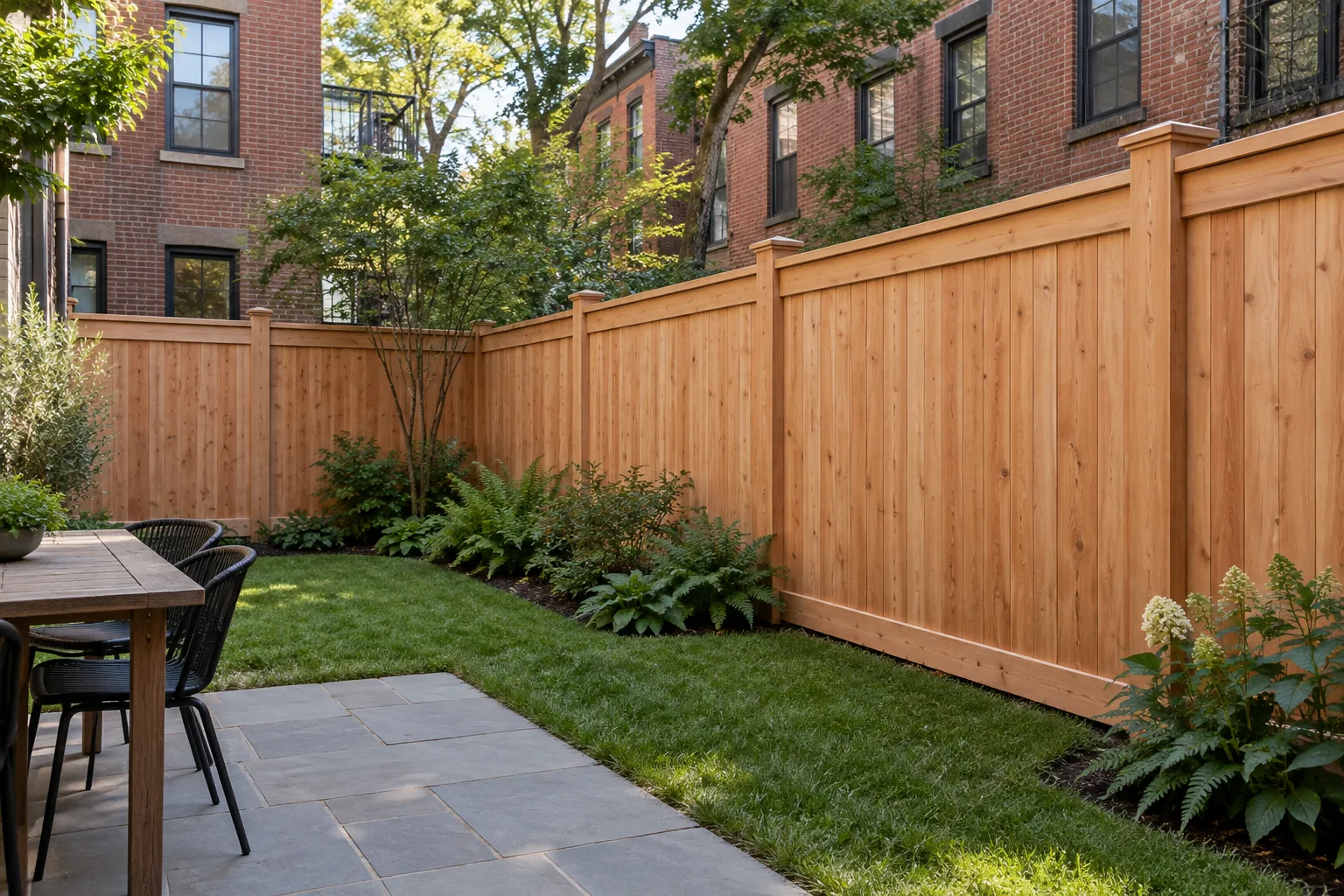 Cedar cap and trim · property setting