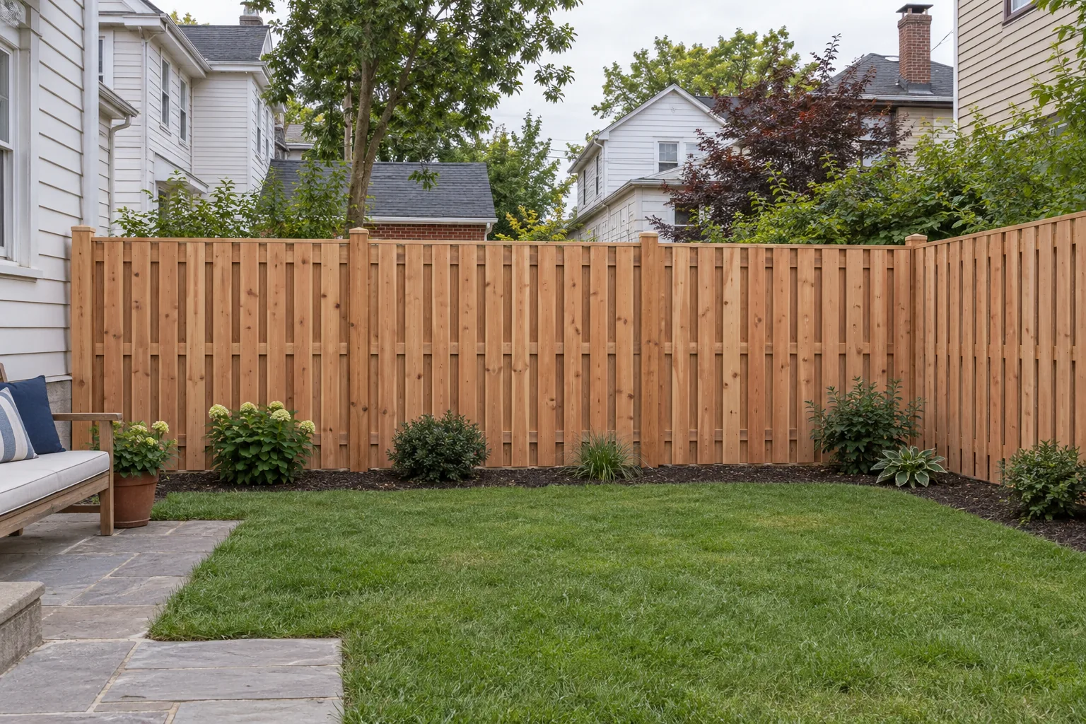 Cedar shadowbox · full fence view