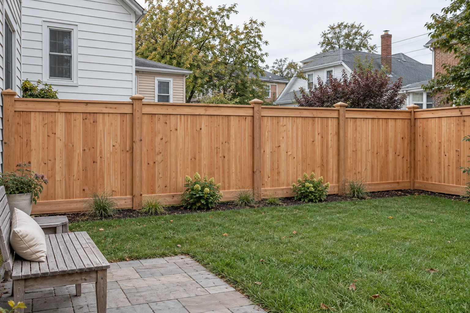 Cedar cap and trim · full fence view