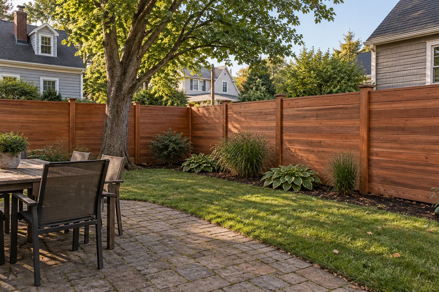 Solid horizontal redwood · alternate property setting