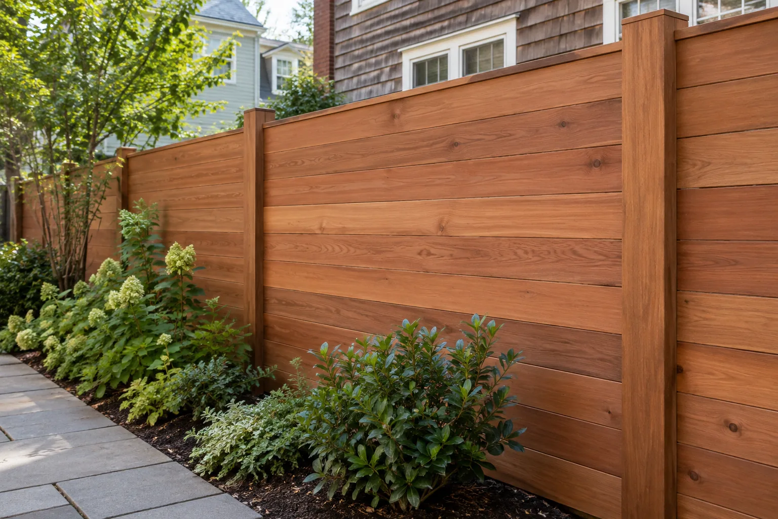 Solid horizontal redwood · close-up design detail