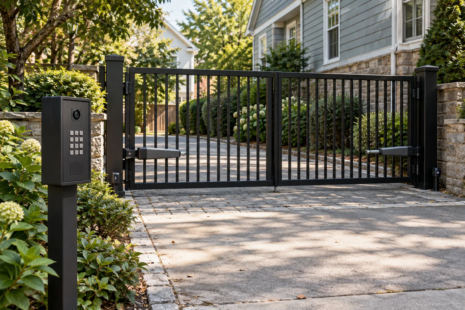 Automated driveway entry · close-up design detail