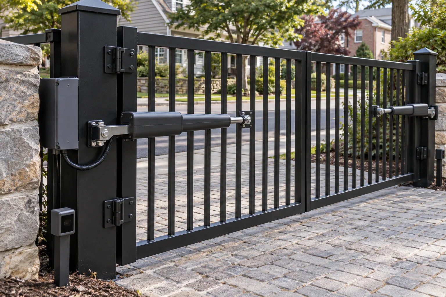 Automated driveway entry · Automated steel driveway entry · view 3