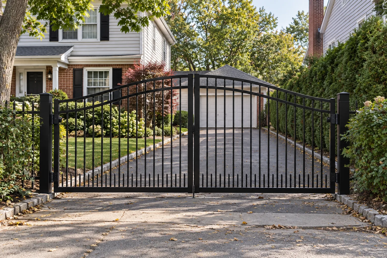 Double arched driveway gate · alternate property setting