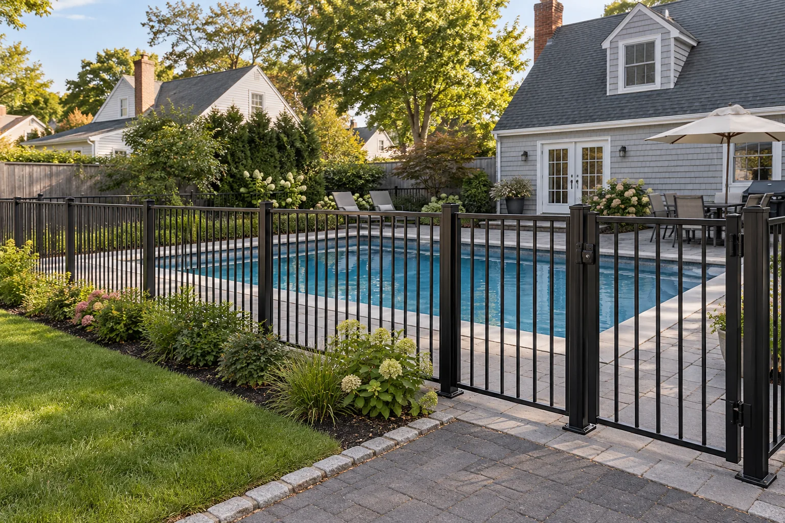Pool enclosure ideas · Black aluminum enclosure