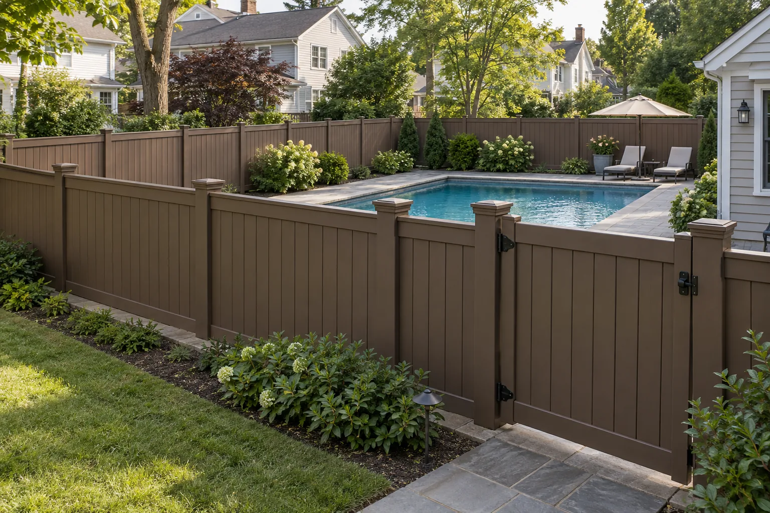 Pool enclosure ideas · Vertical composite privacy enclosure