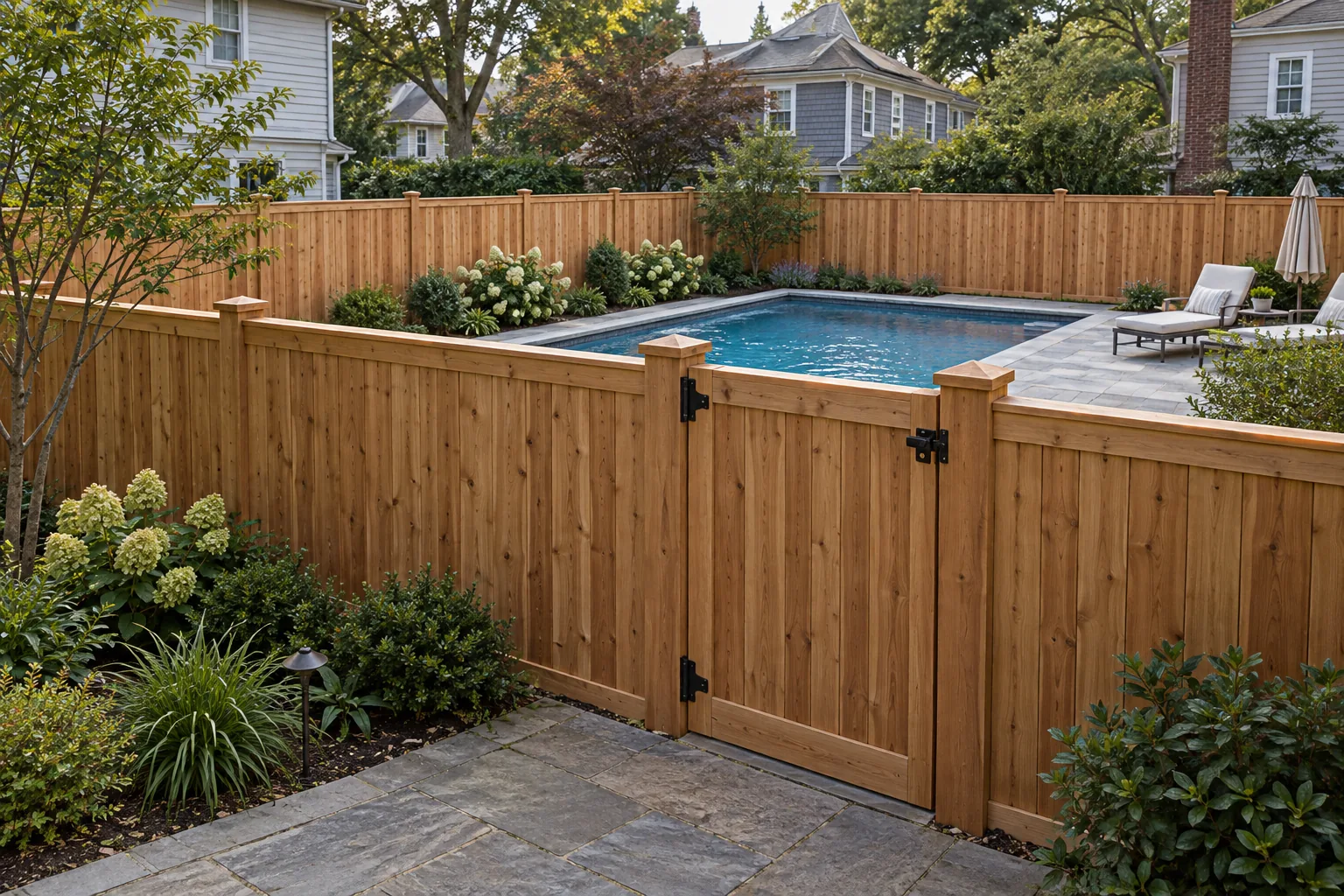 Pool enclosure ideas · Cedar privacy enclosure