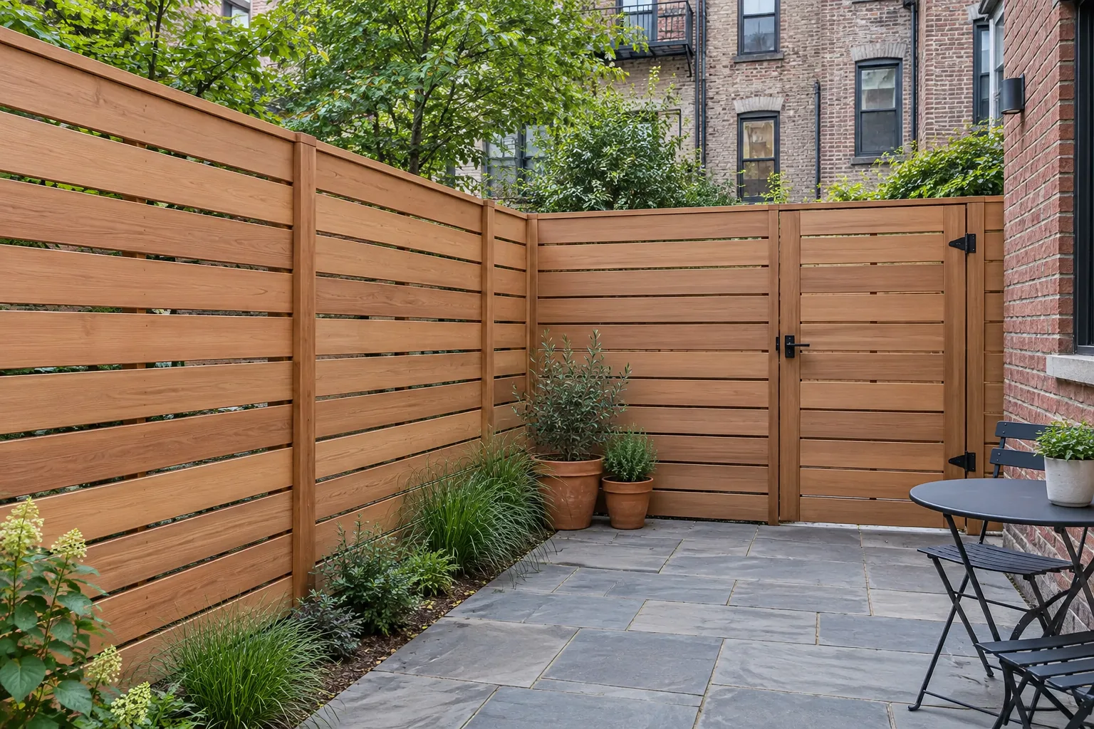 Townhouse yard and horizontal cedar