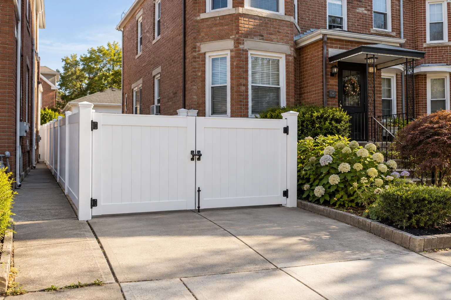 White vinyl driveway gate