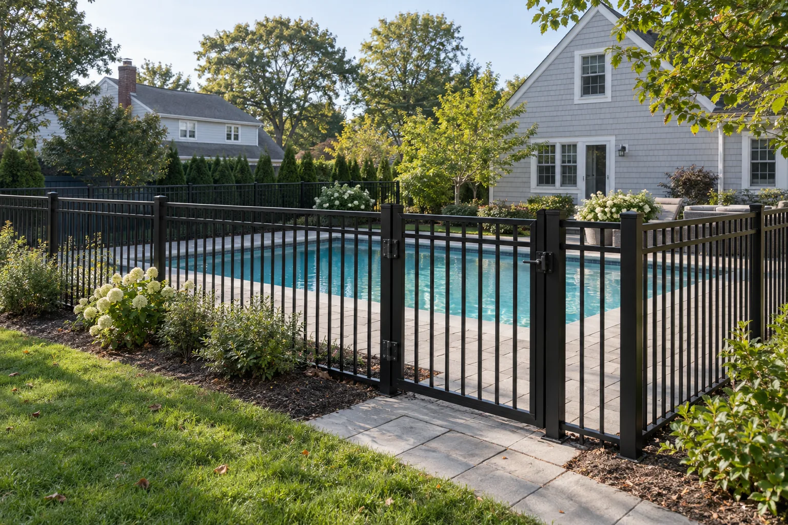 Black aluminum pool enclosure