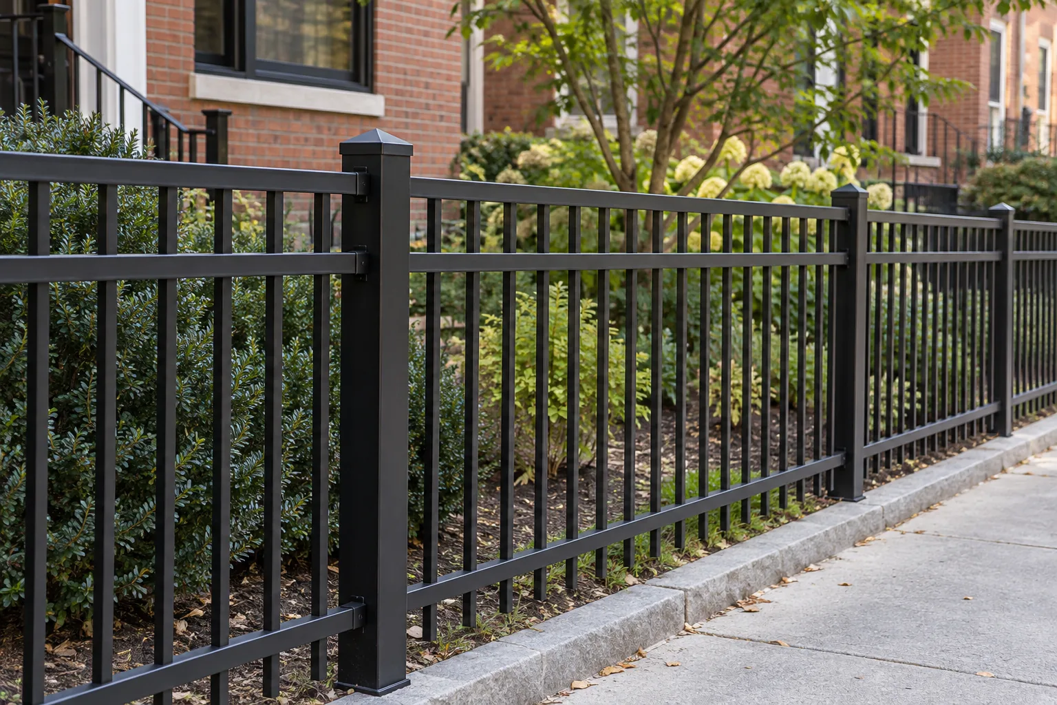 Flat-top ornamental aluminum · close-up design detail