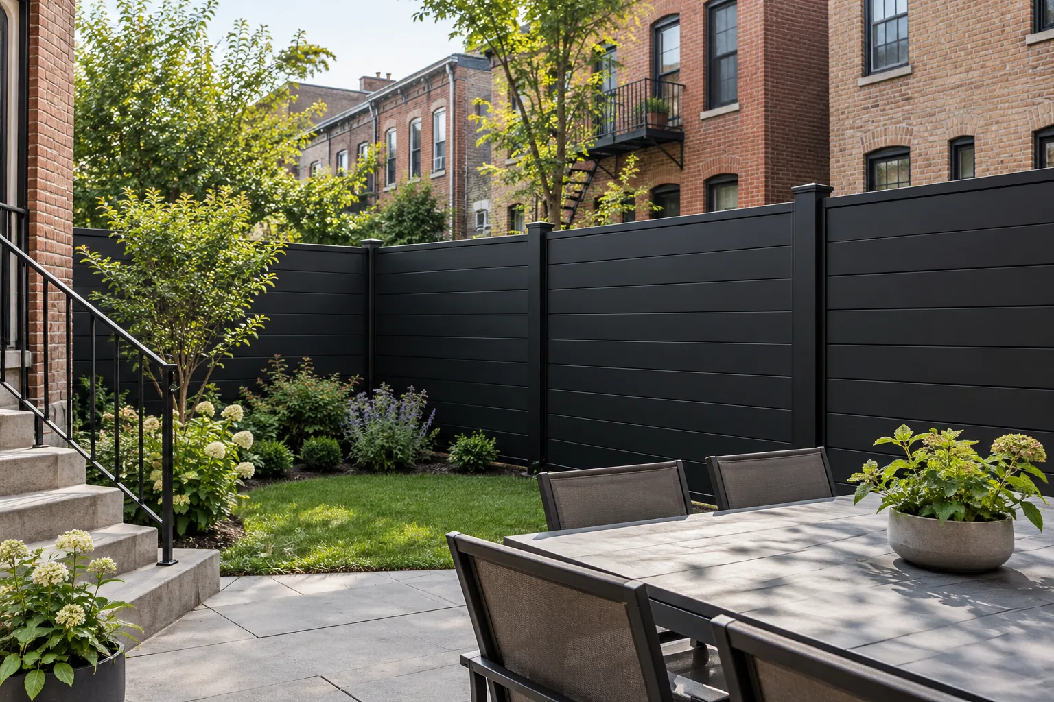 Horizontal aluminum privacy · property setting