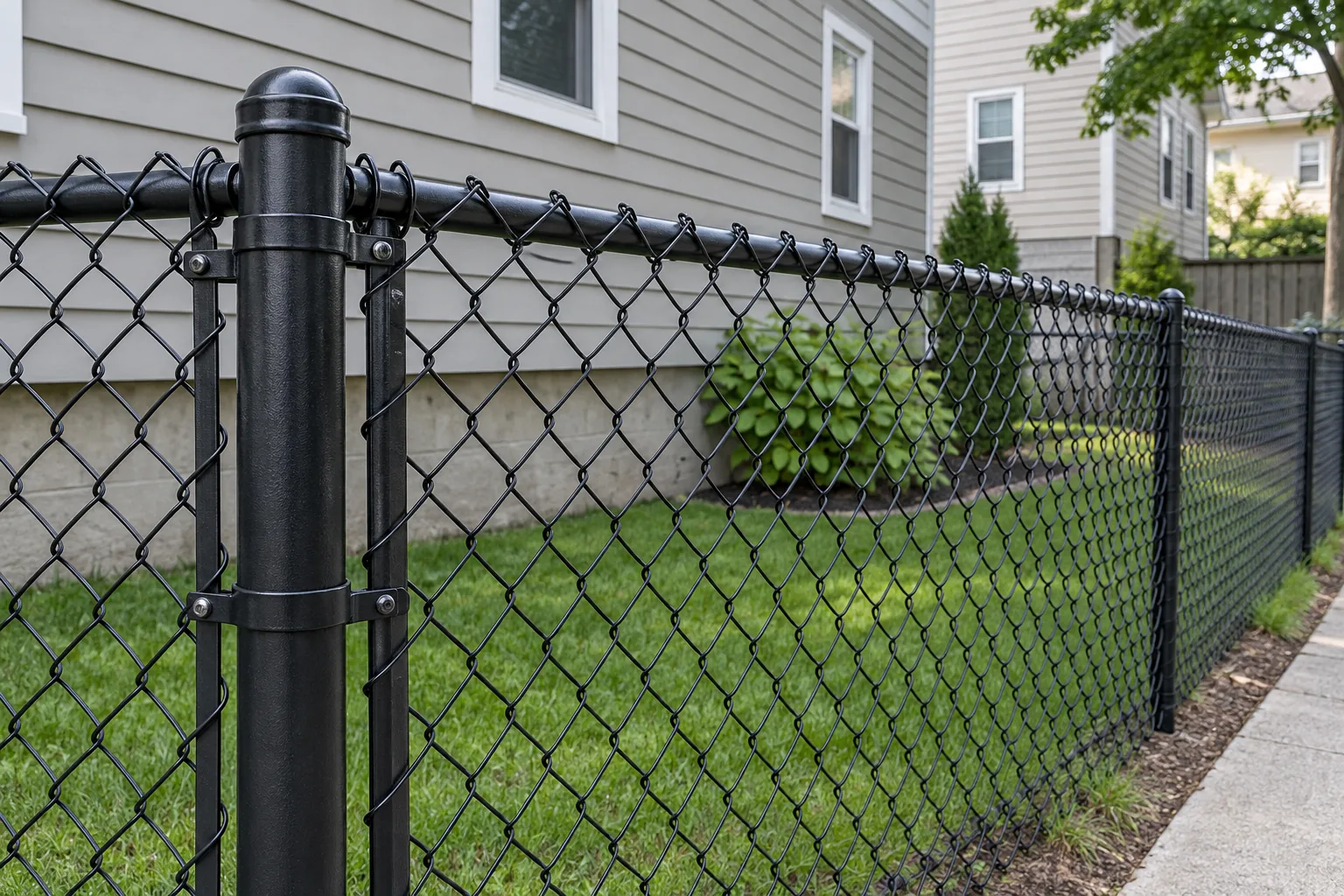 Black-coated chain link · close-up design detail