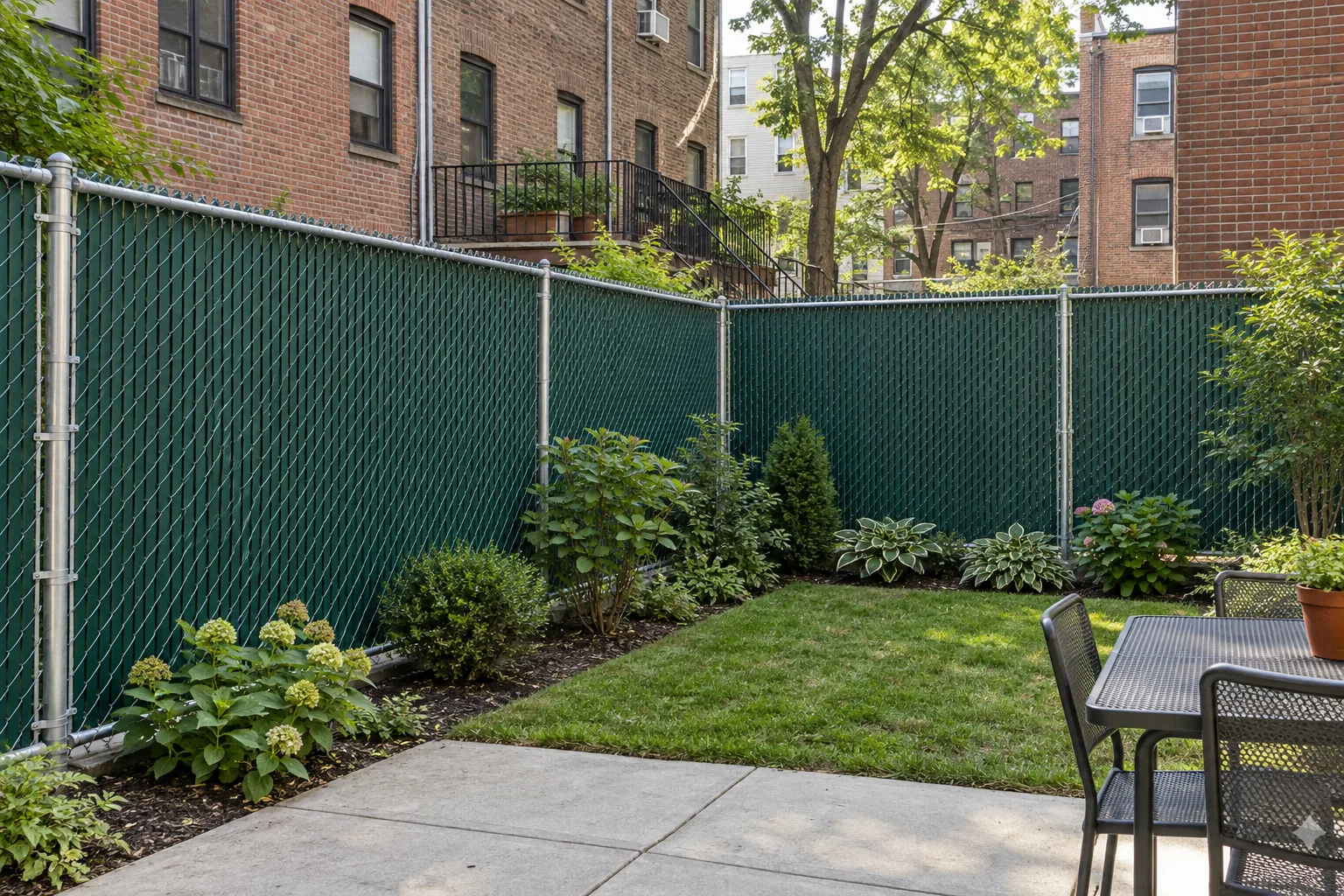 Chain link with privacy slats · property setting