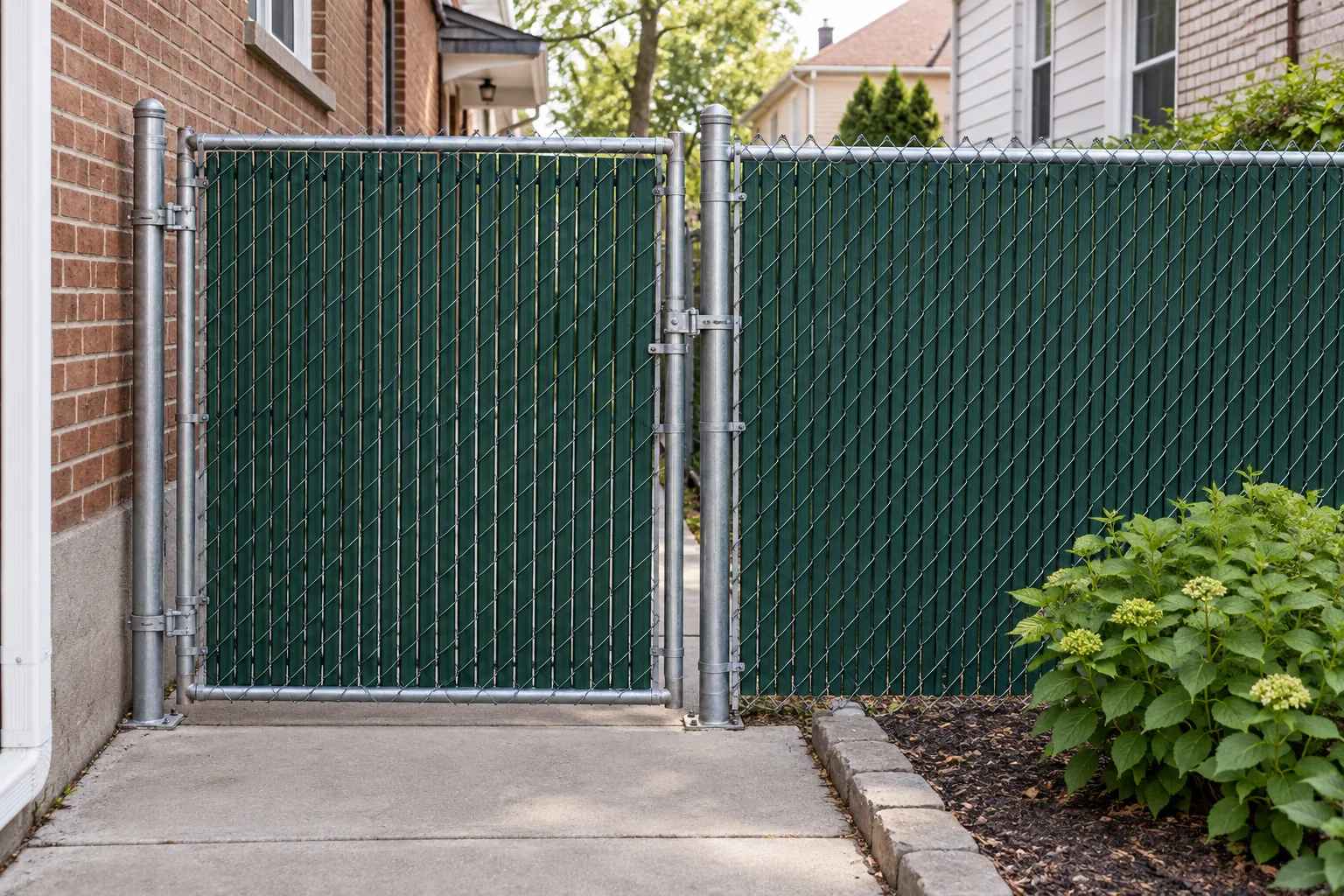 Chain link with privacy slats · gate design