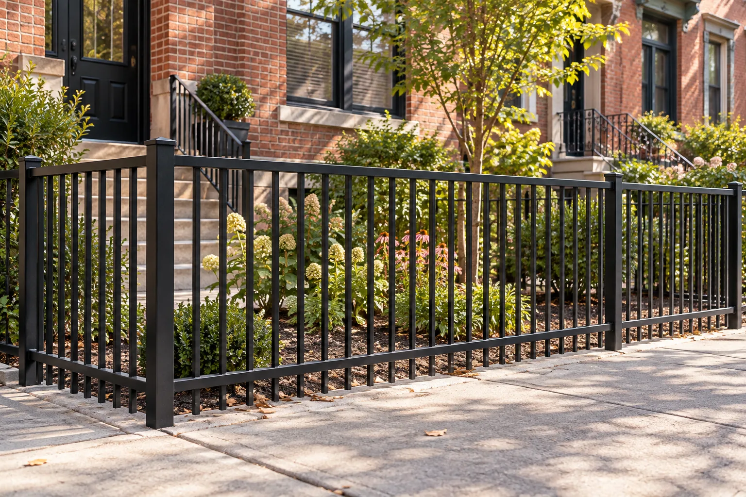 Two-rail ornamental steel · property setting
