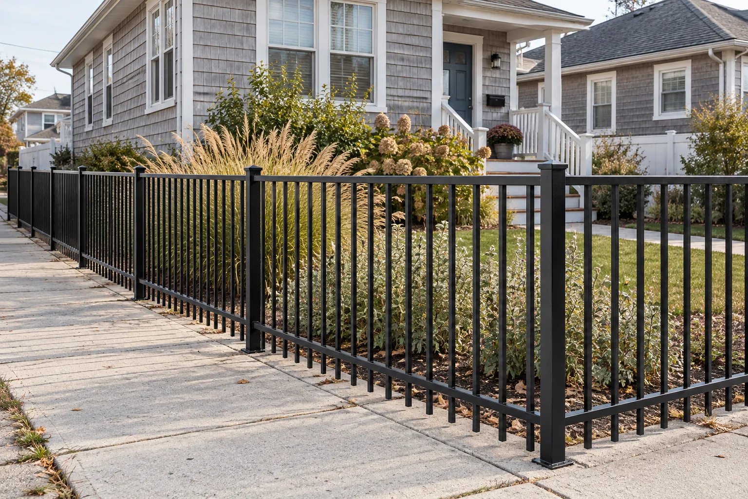 Two-rail ornamental steel · alternate property setting