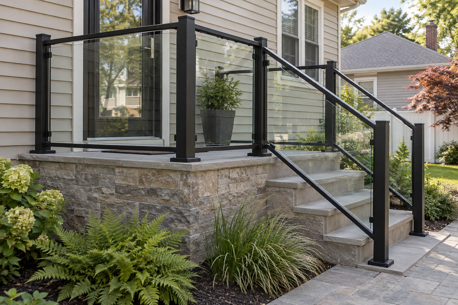 Aluminum and glass railing · alternate property setting