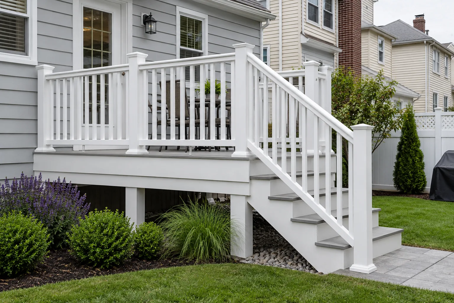 Vinyl railing · full fence view