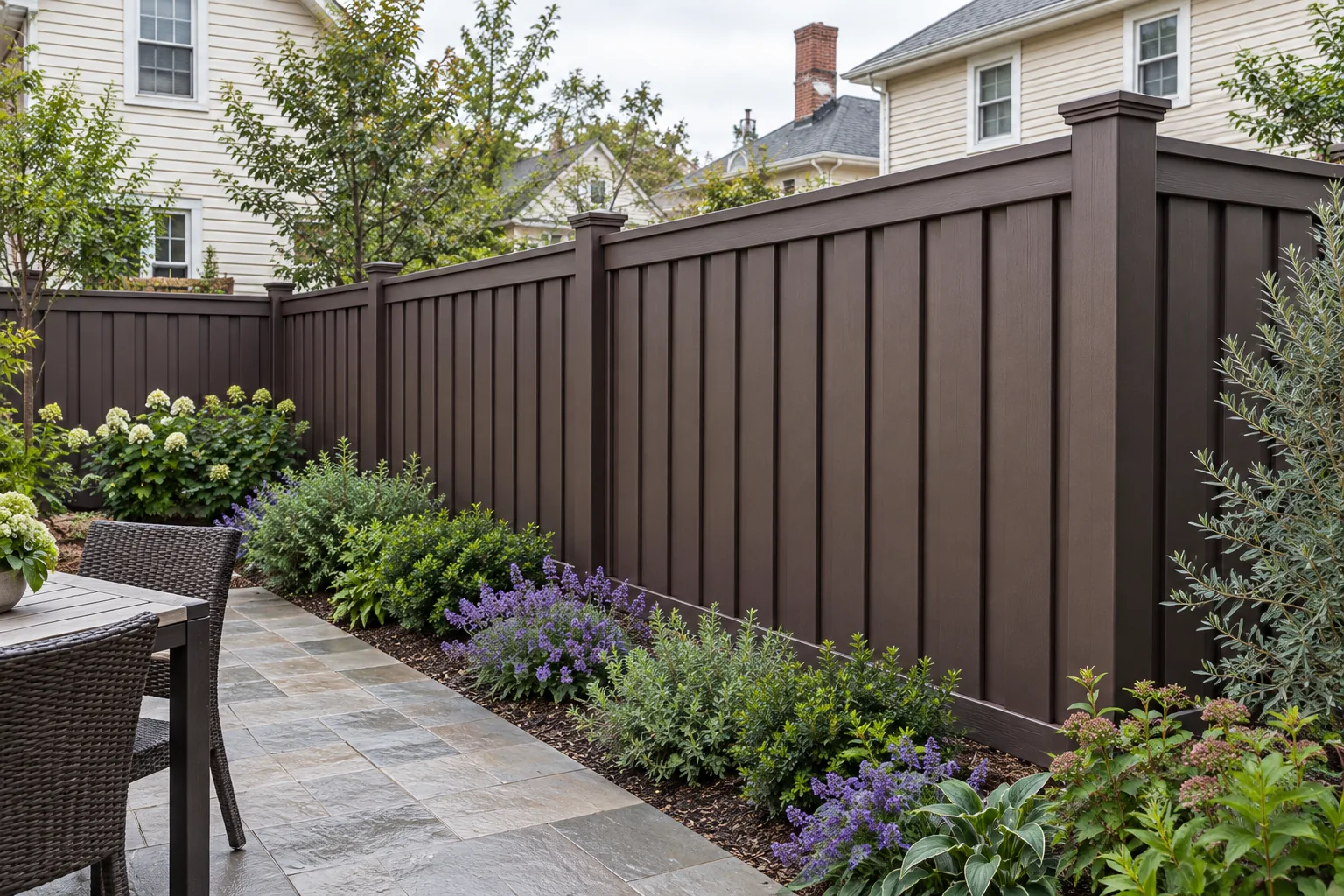 Vertical composite privacy · full fence view