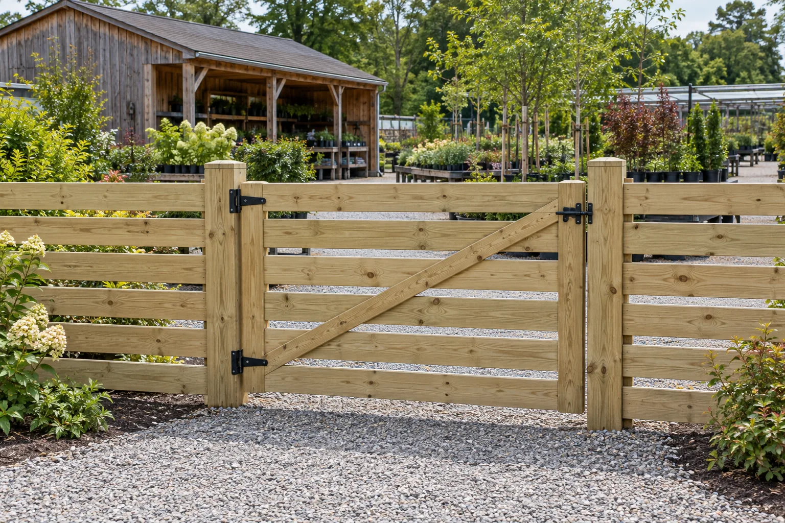 Horizontal slat fencing · gate design