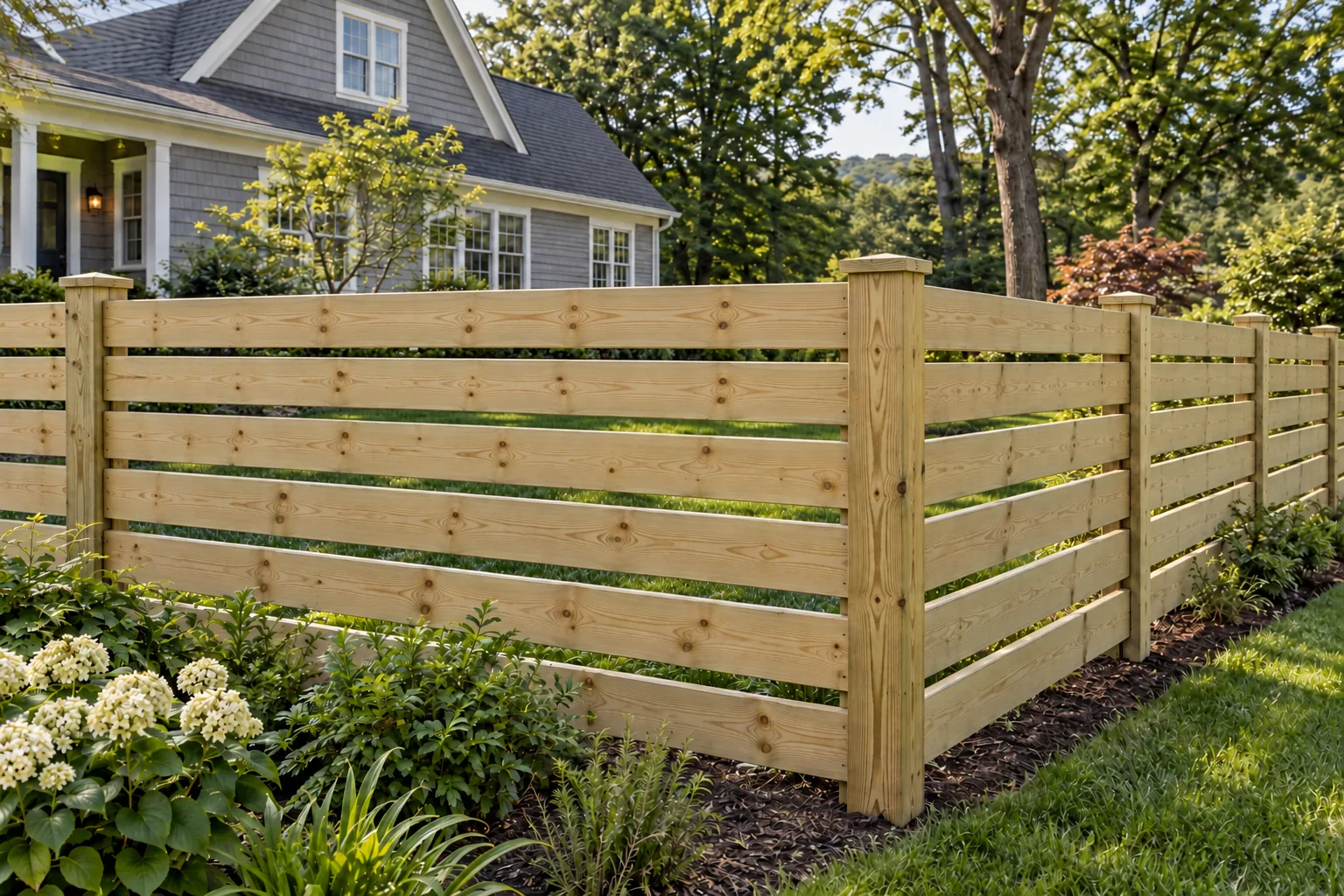 Horizontal slat fencing · alternate property setting