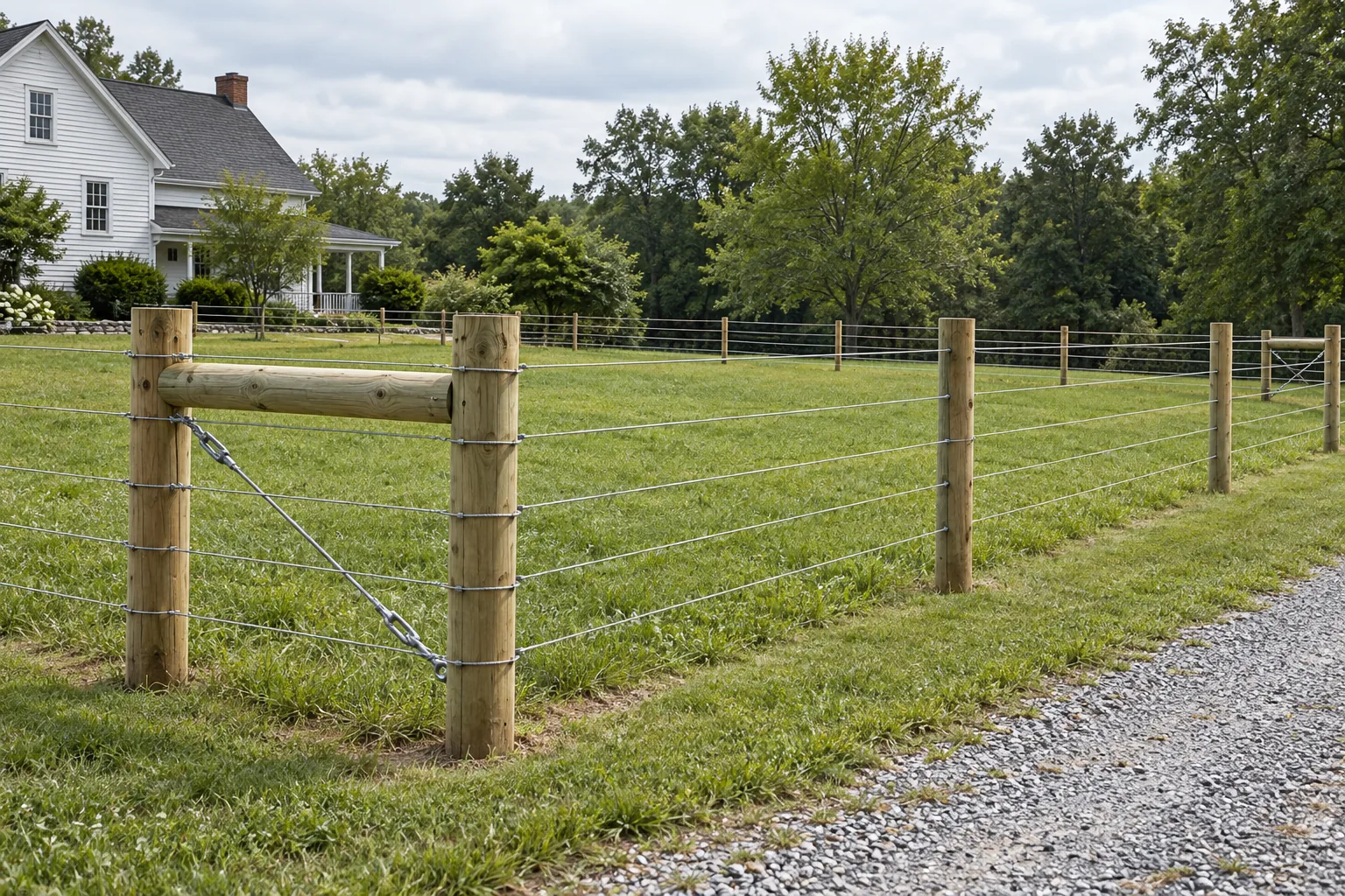 High-tensile wire · full fence view