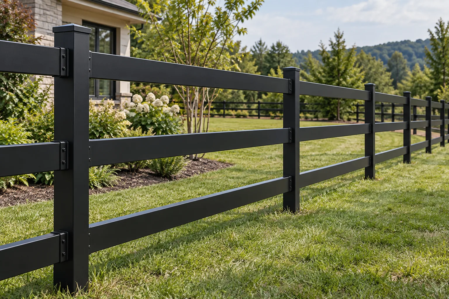 Steel ranch rail · close-up design detail