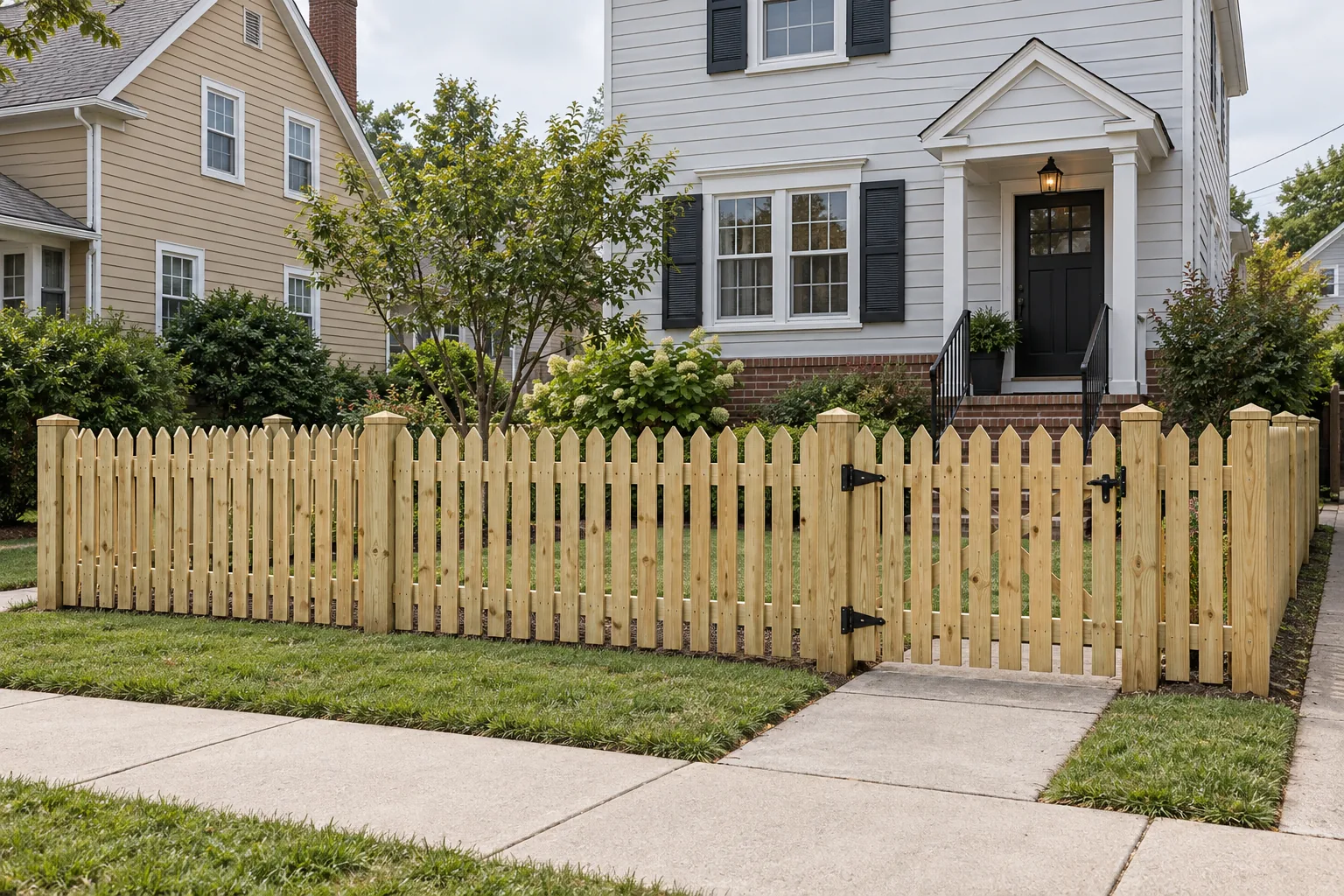 Classic pointed picket · full fence view