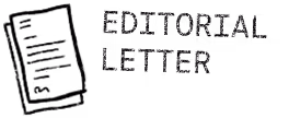 A hand drawn letter with the words Editorial Letter written next to it in block letters