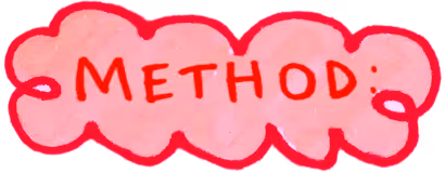 A hand drawn pink cloud and the words 'method' written inside