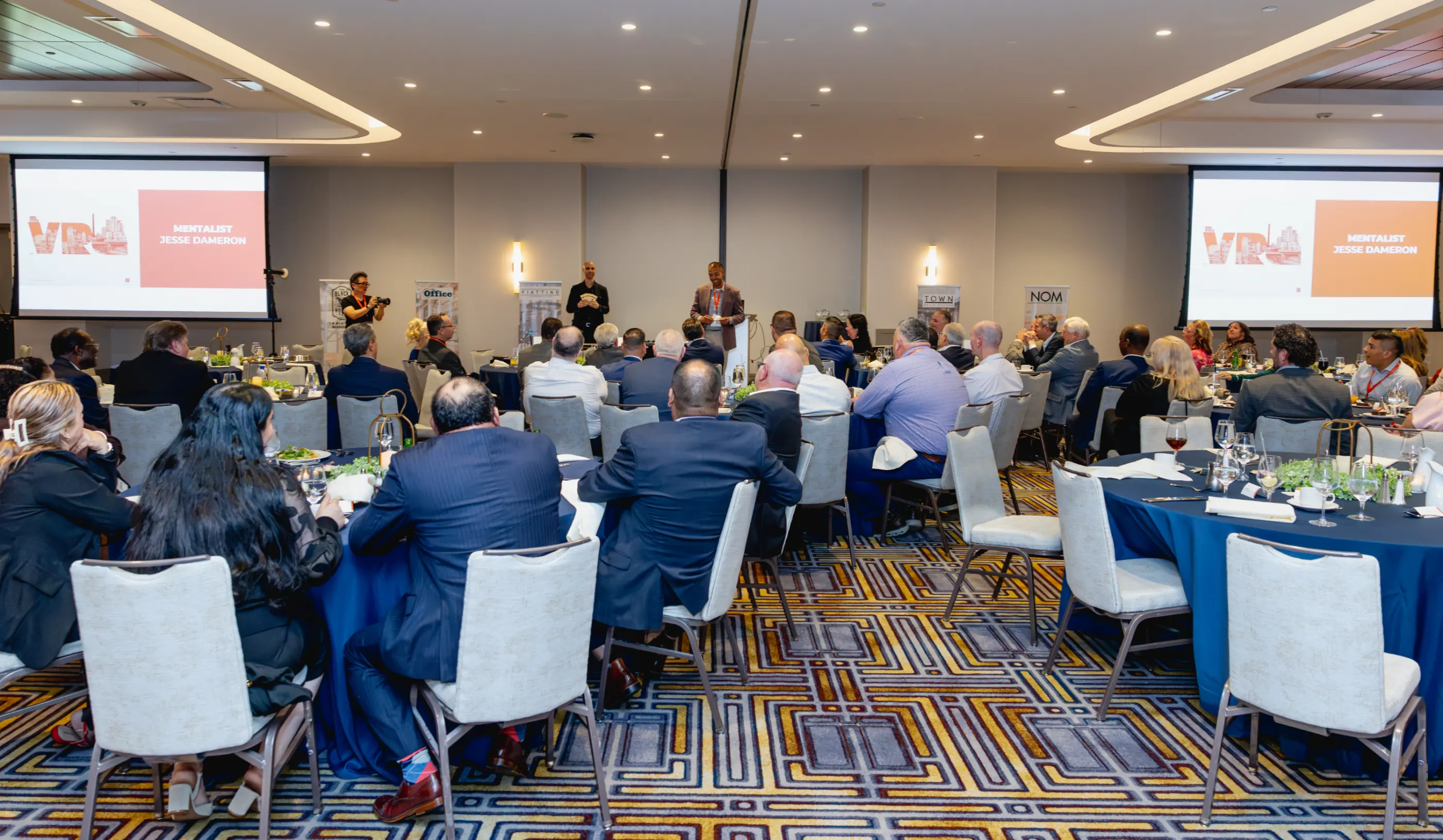 Jesse Dameron performing for Villa Restaurant Group’s management conference in the Moravian Ballroom at Wind Creek Bethlehem