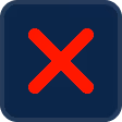 Rood kruis in een donkerblauwe vierkante knop.