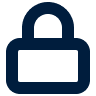 Simpel slotpictogram met een gesloten hangslot in donkere kleur op een witte achtergrond.