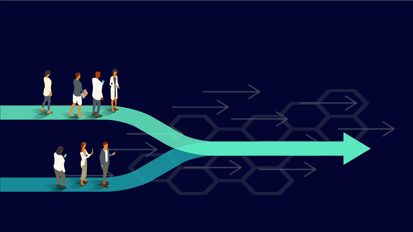 A blue abstract background with lines.