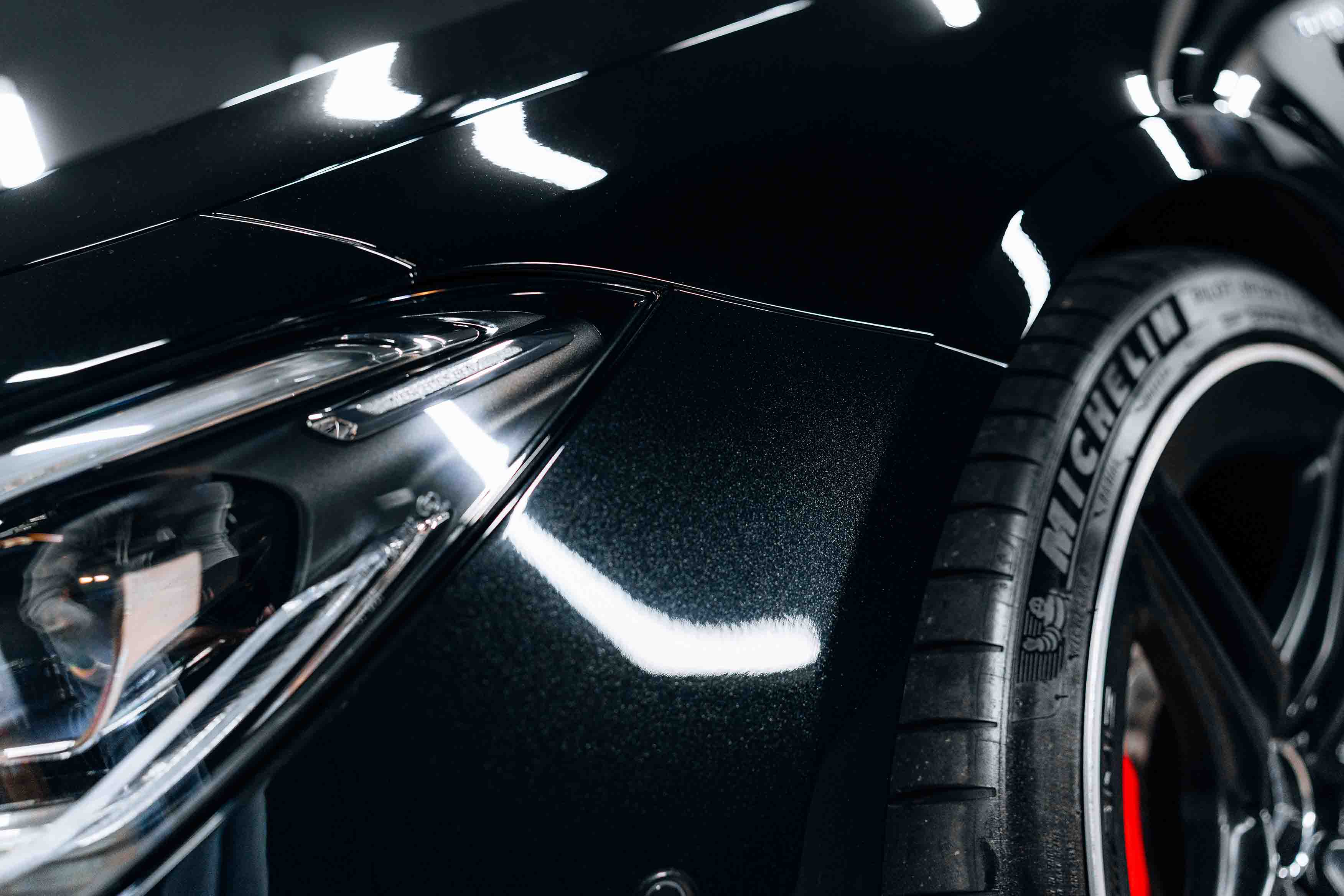 Brake caliper painting of a Mercedes.